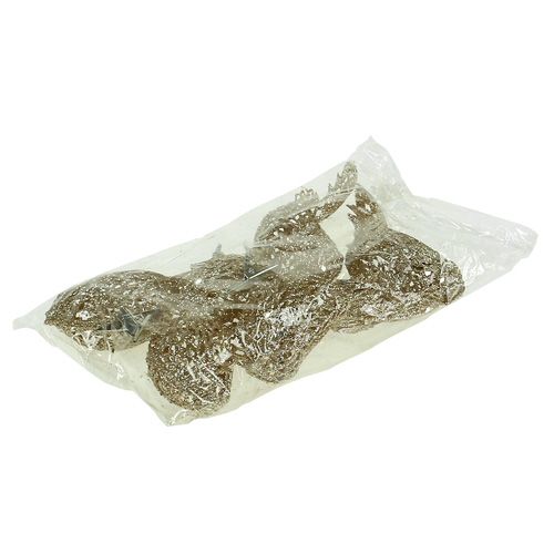 Floristik24 Ptaszek brokatowy 8cm złoty z klipsem 6szt.
