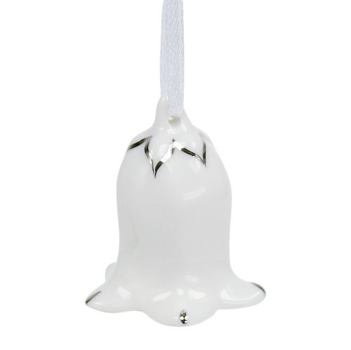 Produkt Dzwoneczek w kształcie kwiatka 5cm - 5,5cm biały, srebrny 4szt