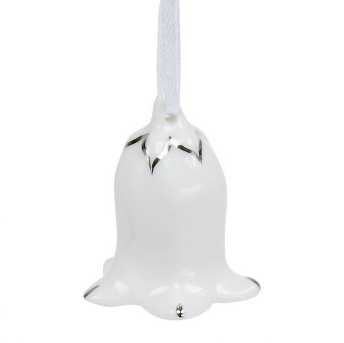 Floristik24 Dzwoneczek w kształcie kwiatka 5cm - 5,5cm biały, srebrny 4szt