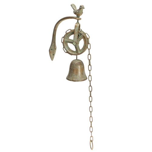 Produkt Dzwonek metalowy ścienny z uchwytem patyna antyczna wys. 58cm