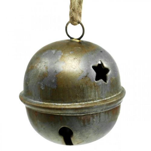 Floristik24 Dzwonki bożonarodzeniowe, dzwonki z gwiazdami, dekoracja adwentowa metal antyczny wys.5,5cm Ø5cm 4szt