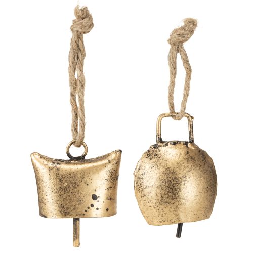Floristik24 Dzwonki ozdoby choinkowe metalowe vintage złoto 5 cm 8 szt.