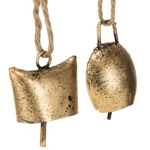 Floristik24 Dzwonki ozdoby choinkowe metalowe vintage złoto 5 cm 8 szt.