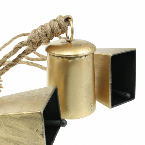 Floristik24 Dzwonek do zawieszenia mosiężny metalowy 8,2/9,5cm lina 240cm