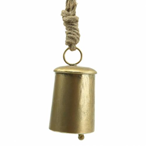 Dzwonek krowi do zawieszania metalu w kolorze mosiądzu Ø7cm W12,5cm