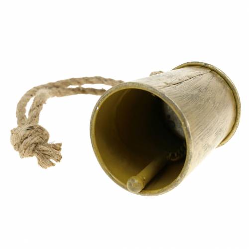 Floristik24 Dzwonek krowi do zawieszania metalu w kolorze mosiądzu Ø7cm W12,5cm