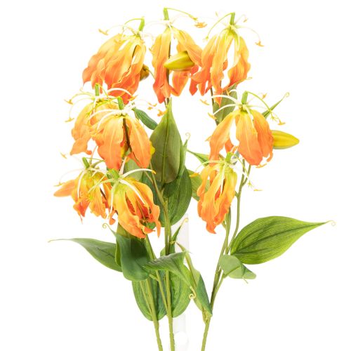 Sztuczny kwiat pomarańczy Gloriosa na długich łodygach do wazonów 80cm 3 szt.