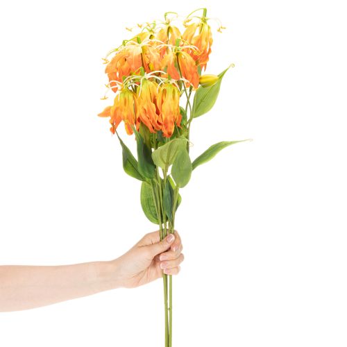 Sztuczny kwiat pomarańczy Gloriosa na długich łodygach do wazonów 80cm 3 szt. | Floristik24.pl