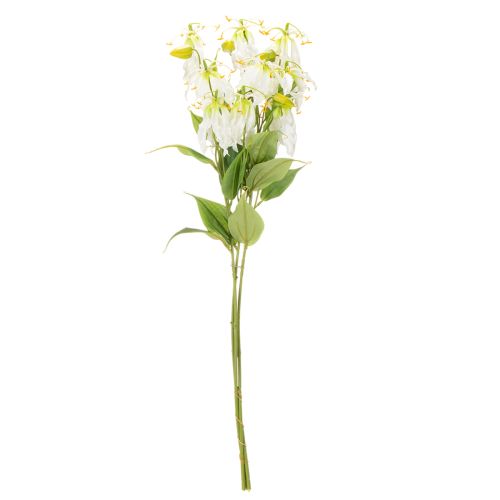 Sztuczny kwiat Gloriosa, biały i żółty, elegancka gałązka kwitnąca do dekoracji, 80 cm, 3 sztuki | Floristik24.pl