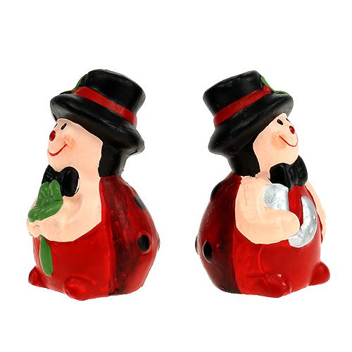 Floristik24 Chrząszcz ceramiczny Lucky charm 6cm czerwony 12szt