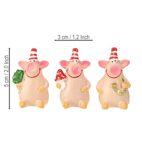Produkt Dekoracja Świnka na szczęście Świnka z amuletami 5 cm 6 szt.