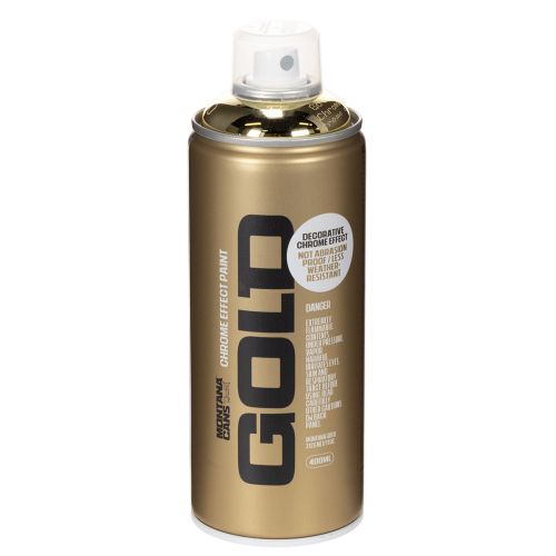 Farba dekoracyjna w sprayu z efektem chromu złotego, Montana, 400 ml
