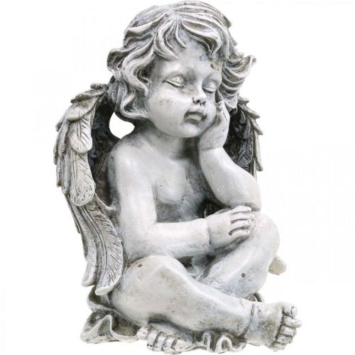 Floristik24 Grób anioł anioł szary grób figura dekoracja grobu 24 cm