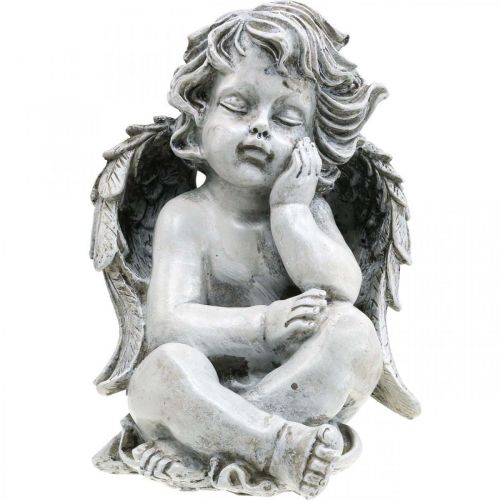 Floristik24 Grób anioł anioł szary grób figura dekoracja grobu 24 cm