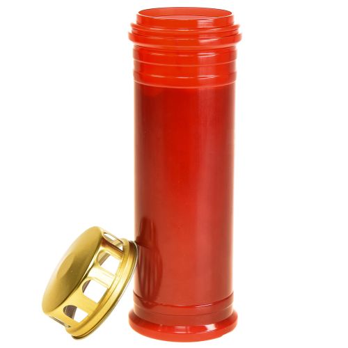 Floristik24 Znicz nagrobny czerwony plastikowy 5 dni Ø7,5cm W23cm