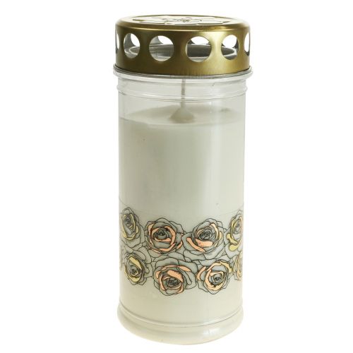 Produkt Świece nagrobne białe róże lampka żałobna lampka pamiątkowa Ø7cm W18cm 90h 2szt