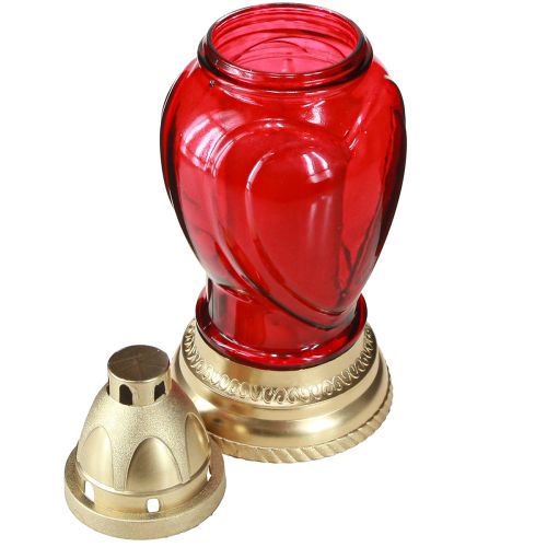 Produkt Lampion nagrobkowy szklany serce lampion nagrobkowy czerwony Ø10,5cm wys.25,5cm