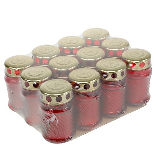 Produkt Znicze szklane czerwone Ø6cm H11cm 12 szt