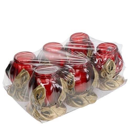 Floristik24 Grób jasnoczerwony Ø12,5cm W19,5cm 6 szt