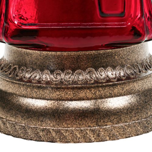 Floristik24 Lampa grobowa grawerowana na szkle anioł latarnia nagrobna czerwona Ø11cm W28,5cm