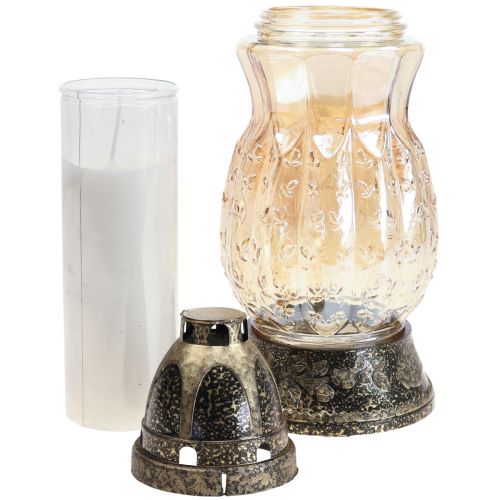 Produkt Grób jasne szklane wąsy róże W26cm Ø12cm przyciemniane na złoto 24-30h
