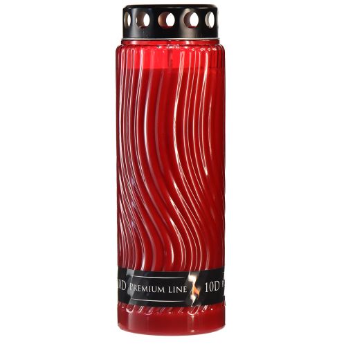 Floristik24 Motyw pokrywki świecy nagrobnej kwiat czerwony czarny 10 dni W27cm