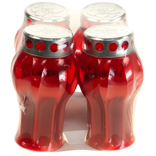 Produkt Znicze nagrobne czerwone znicze żałobne znicze Ø10cm W18cm 4 szt