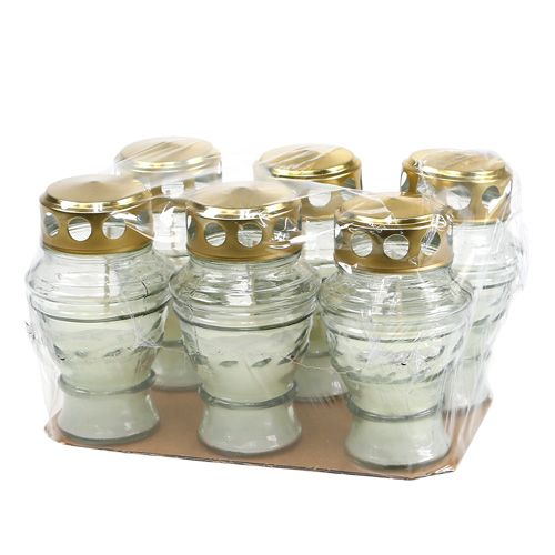 Floristik24 Lampka nagrobna biała H13cm 6szt