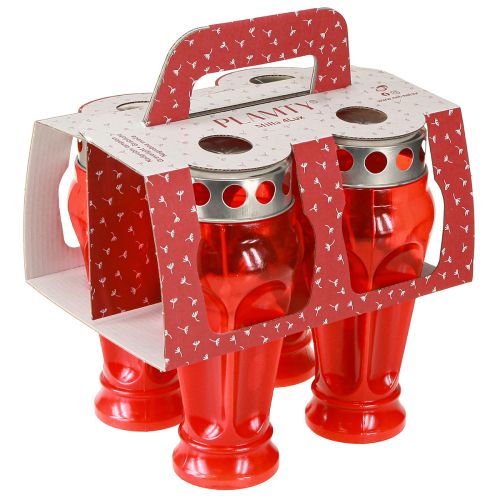 Produkt Znicze czerwone świece grobowe czas palenia 18h Ø9cm H19cm 4 szt