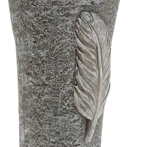 Floristik24 Wazon na groby z piórami szary 25,5cm 2szt.