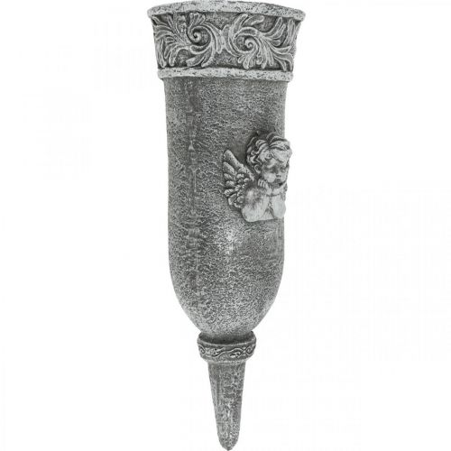 Floristik24 Ozdoby nagrobne Kwiaty żałobne Wazon nagrobny z aniołem L29,5cm