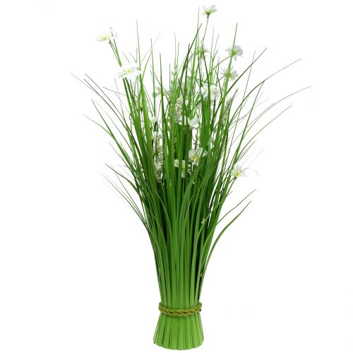 Floristik24 Pęczek trawy z kwiatami Biały 70cm