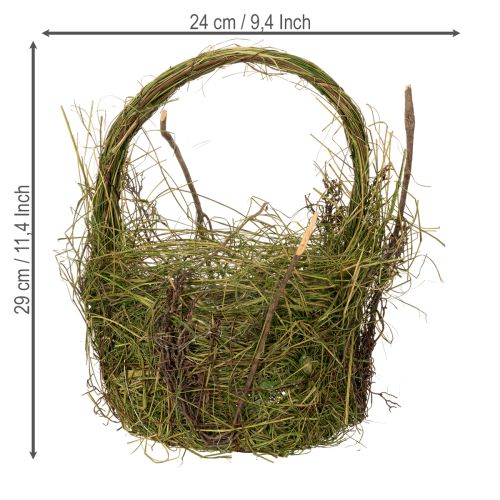 Produkt Koszyczek dekoracyjny, pleciony z trawy, naturalny koszyczek wielkanocny, kosz prezentowy, 29 cm