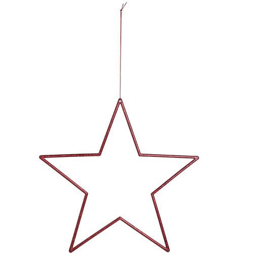 Produkt Gwiazdki dekoracyjne duże czerwone do zawieszania gwiazdek z brokatem 24cm 6 szt
