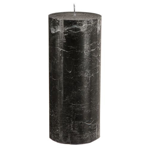 Świece okrągłe duże imitacja czarnego marmuru 85x200mm 2 szt