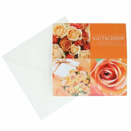 Floristik24 Karta Voucherowa Rose Orange + koperta 1szt