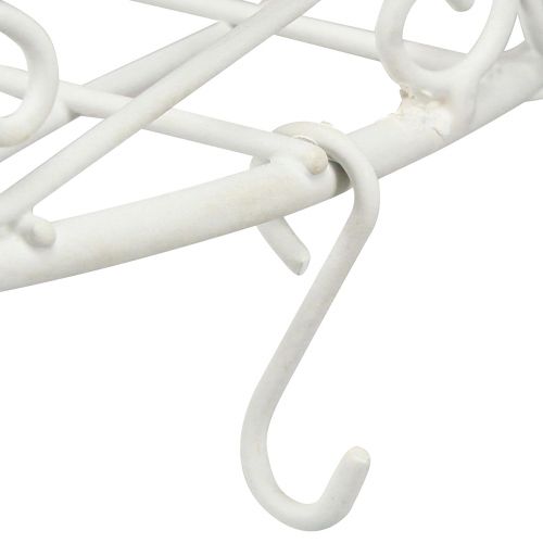 Produkt Wisząca metalowa taca z haczykami w kolorze białym Ø29,5 cm W55 cm