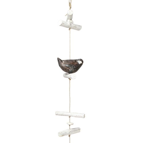 Produkt Wisząca ozdoba letnia drewniana ozdoba ptak brązowy naturalny biały 118cm