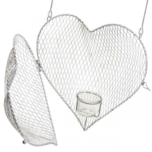 Floristik24 Wisząca dekoracja druciane serce, świecznik na tealighty do zawieszenia 29×27,5cm
