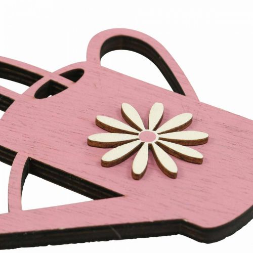 Produkt Dekoracja wisząca drewniana konewka deco różowy wieszak deco 14x12cm 6szt