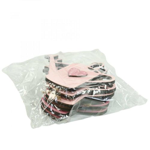 Produkt Dekoracja wisząca drewniana konewka deco różowy wieszak deco 14x12cm 6szt