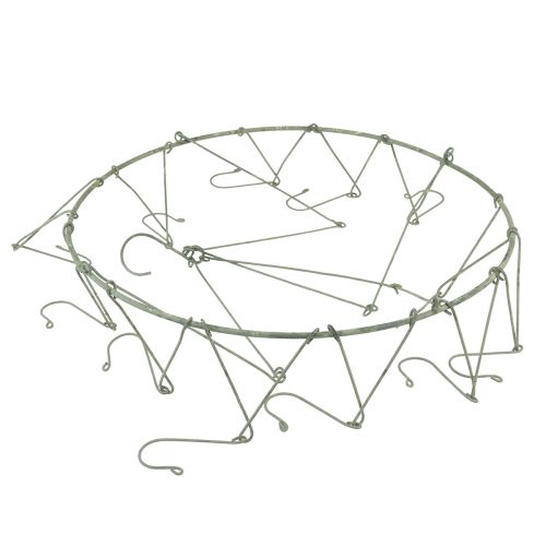 Floristik24 Wisząca dekoracja metalowy pierścień dekoracyjny z 12 haczykami szary Ø38cm W14cm