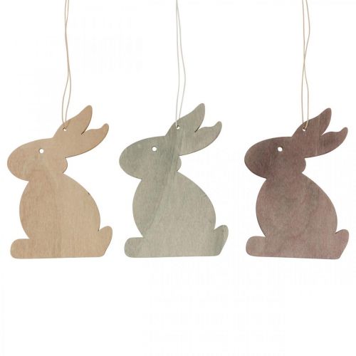 Floristik24 Wielkanocna zawieszka, drewno zająca wielkanocnego, zawieszka wielkanocna 12cm 12 sztuk