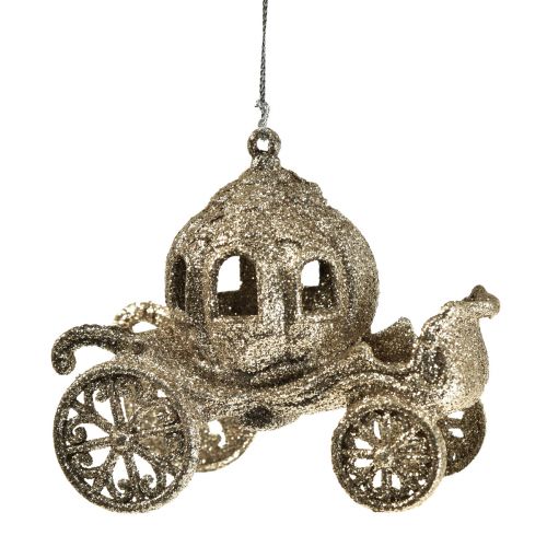 Floristik24 Wisząca dekoracja świątecznego wózka z brokatem 11x5x8,5cm