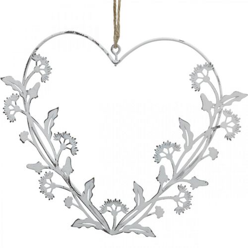Floristik24 Ozdobne serce do powieszenia vintage metalowy dmuchawiec biały 17,5cm 3szt