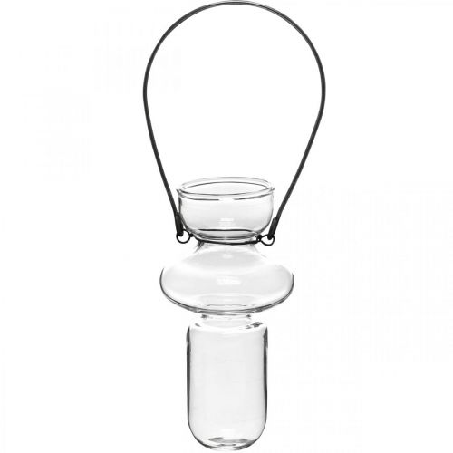 Produkt Mini szklane wazony wiszące wazon metalowy wspornik dekoracja szklana H10,5cm 4szt