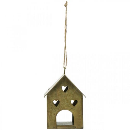 Produkt Wieszak świąteczny metalowy domek vintage złoty wys.9,5cm 3szt