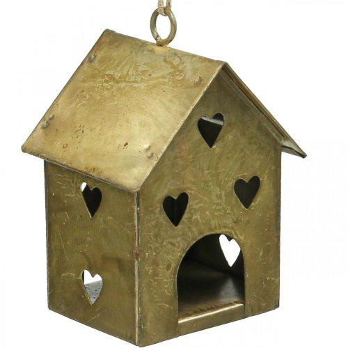 Produkt Wieszak świąteczny metalowy domek vintage złoty wys.9,5cm 3szt