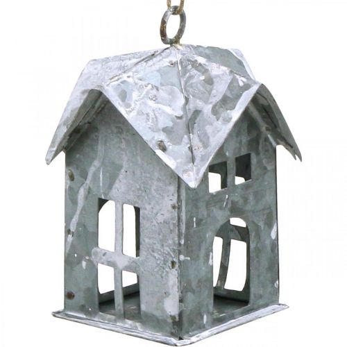 Świąteczny domek metalowy shabby chic biały W9,5cm 3szt