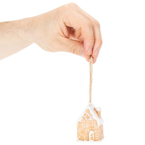Domek z piernika ceramiczna wisząca dekoracja zimowa świąteczna 6 cm 3 szt. | Floristik24.pl